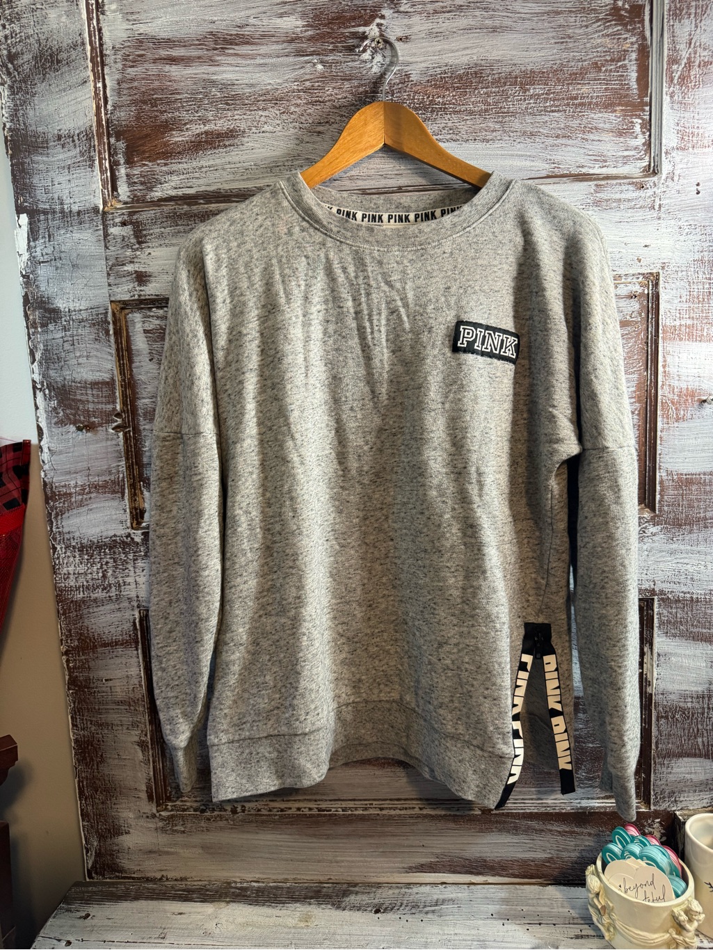 Pink Victoria's Secret Heather Gray Pullover Crewneck Sweatshirt